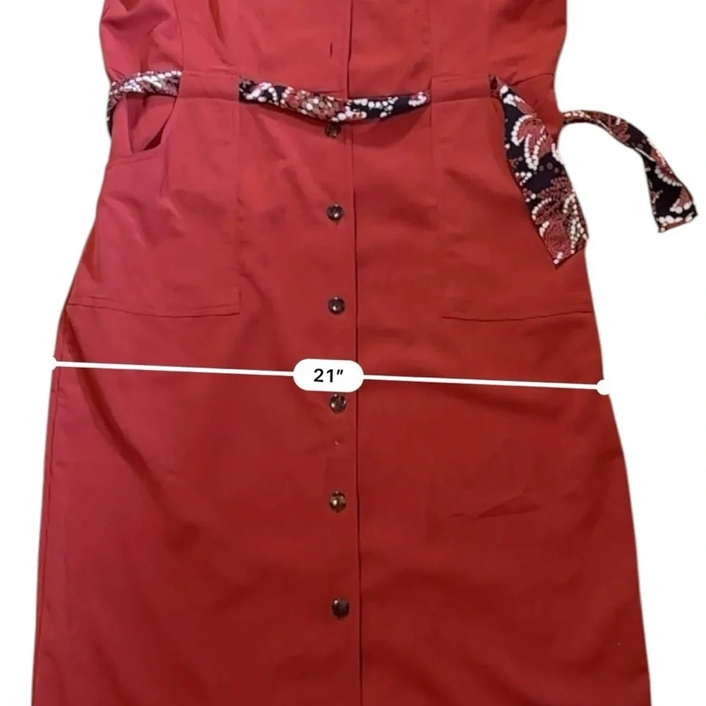 Vintage Melissa Harper Dress Womens 14 Rust Classic Preppy Work Button Front - Picture 11 of 12